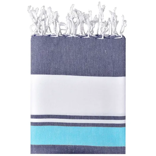 James & Nicholson (Daiber) Plážová deka JN1903 - Tmavě modrá / tyrkysová / bílá