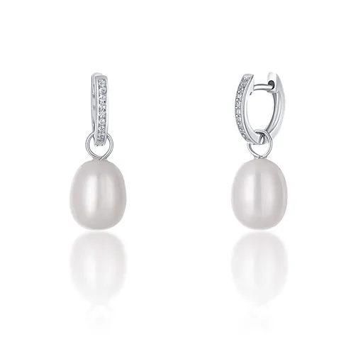 JwL Luxury Pearls Stříbrné kruhové náušnice á la vévodkyně Kate s pravou perlou a zirkony 3v1 JL0685