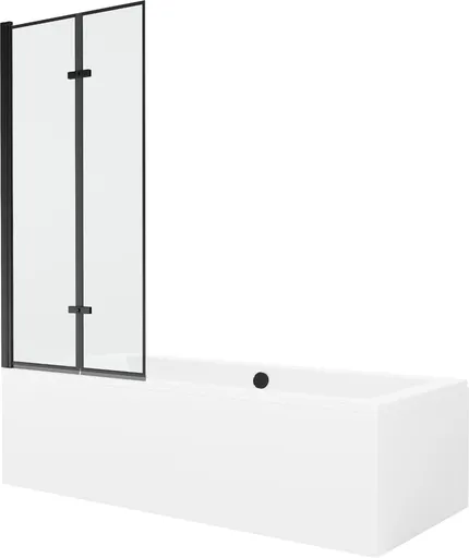 MEXEN/S Cube obdélníková vana 180 x 80 cm s panelem + vanová zástěna 80, černá vzor 550518080X92080027070