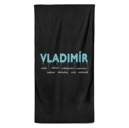 Osuška Mužská jména – NEON (Jméno: Vladimír, Velikost osušky: 70x140cm)