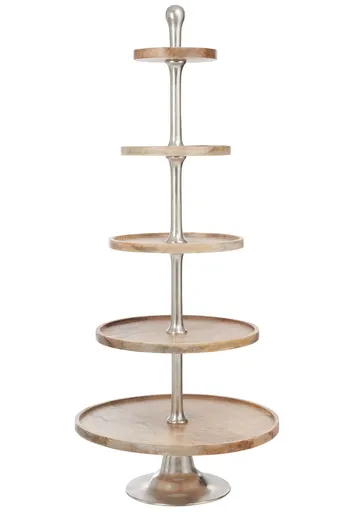 Dřevěný 5-patrový servírovací etažér - 70*70*171 cm J-Line by Jolipa