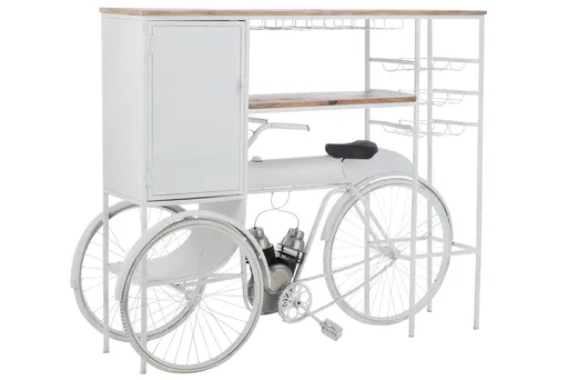 Bílý antik retro bar kolo na skleničky a 9lahví vína Bicycle - 173*64*119 cm J-Line by Jolipa
