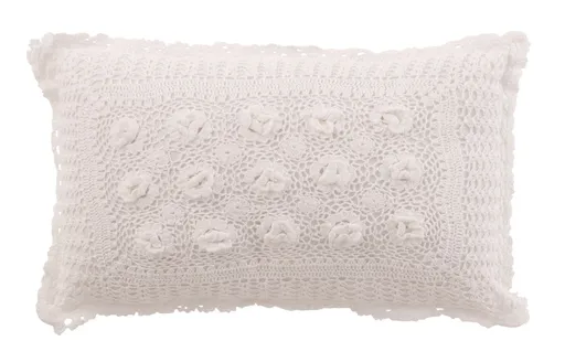 Bílý bavlněný polštář s krajkou Lace white - 50*10*30cm J-Line by Jolipa