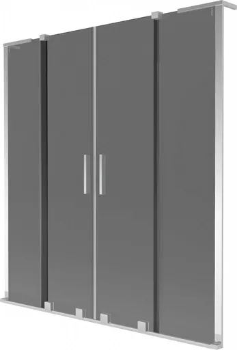 MEXEN/S Velar L Duo dvoukřídlá posuvná vanová zástěna 160 x 150, grafit, chrom 896-160-003-42-01