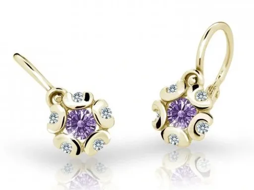 Cutie Jewellery Zlaté dětské náušnice C2178-10-X-1 fialová