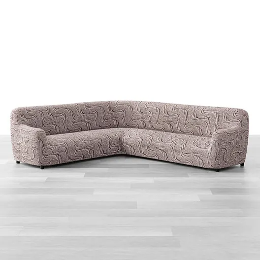 Bielastické potahy BRILLANTE hnědé rohová sedačka (š. 350 - 530 cm)