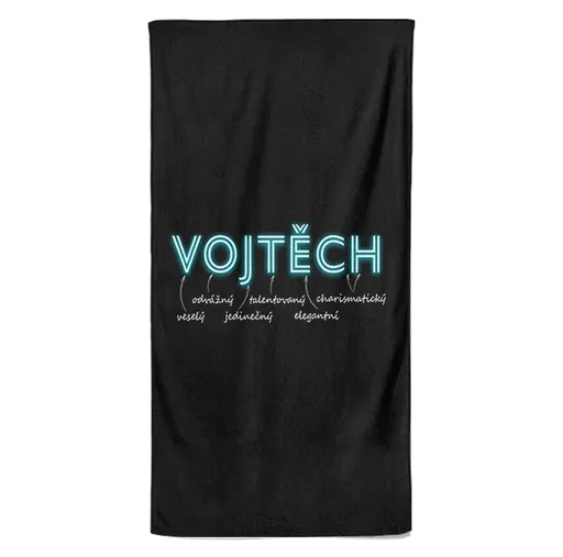 Osuška Mužská jména – NEON (Jméno: Vojtěch, Velikost osušky: 70x140cm)