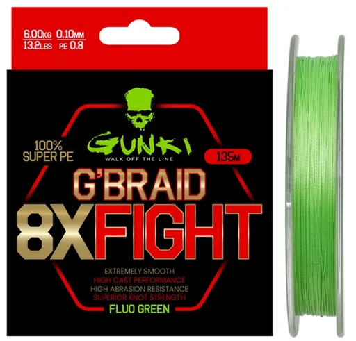 Gunki splétaná šňůra g braid 8x fighting pe2 135 m - 0,21 mm 14,2 kg