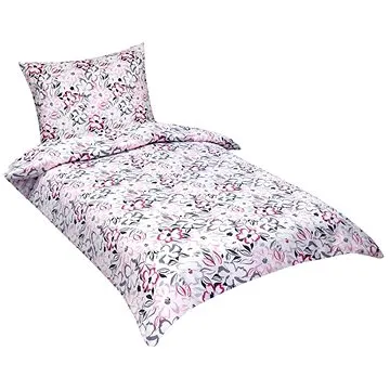 Bellatex Bavlněný satén - 140 × 220, 70 × 90 cm - růžové květy (6238)