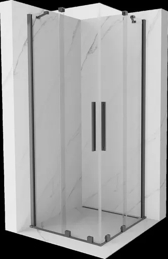 MEXEN/S Velar Duo sprchový kout, posuvné dveře 80 x 80, transparent, grafit metal 871-080-080-02-95