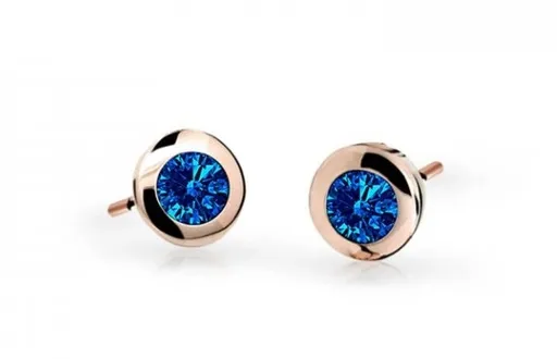 Cutie Jewellery Dětské náušnice z růžového zlata C1537-30-X-4 modrá
