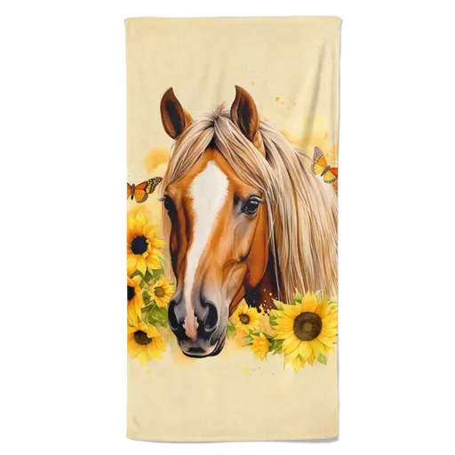 Osuška Kůň a slunečnice (Velikost osušky: 100x170cm)