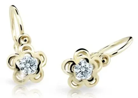 Cutie Diamonds Hravé dětské náušnice ze žlutého zlata Kytičky s brilianty DC2204-10-00-X-1