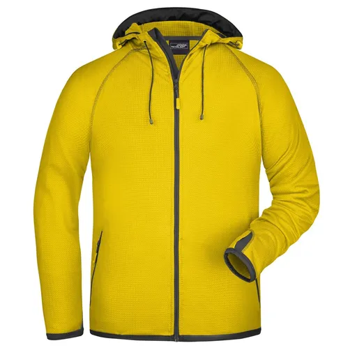 James & Nicholson (Daiber) Pánská sportovní mikina na zip JN571 - Žlutá / tmavě šedá | M