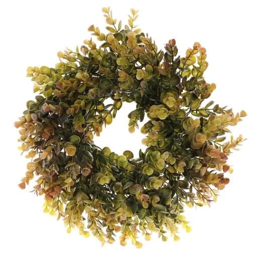 Podzimní věnec umělý Eucalyptus, pr. 30 cm, zeleno-hnědá