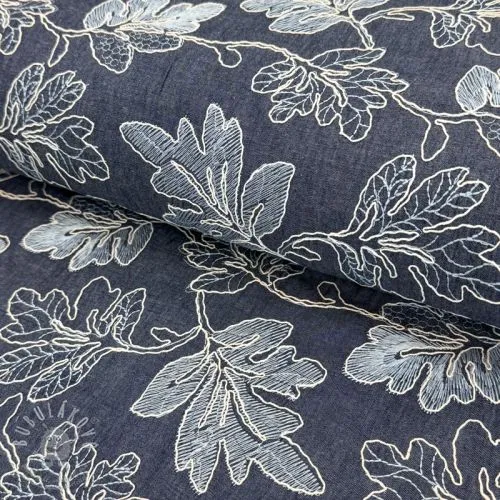 Bavlněná látka JEANS EMBROIDERY Lisa design B