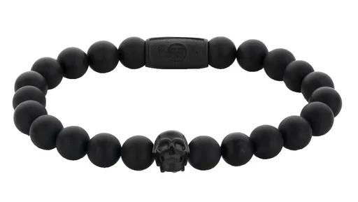 Rebel&Rose Korálkový náramek Skull Matt All-Black RR-SK004-B 20 cm - L+