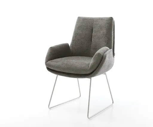 Jídelní židle Clea-Flex bouclé měkký tmavě béžová tenká podnož