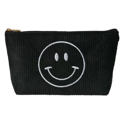 Černá látková toaletní taštička Smile - 20*5*12 cm Clayre & Eef