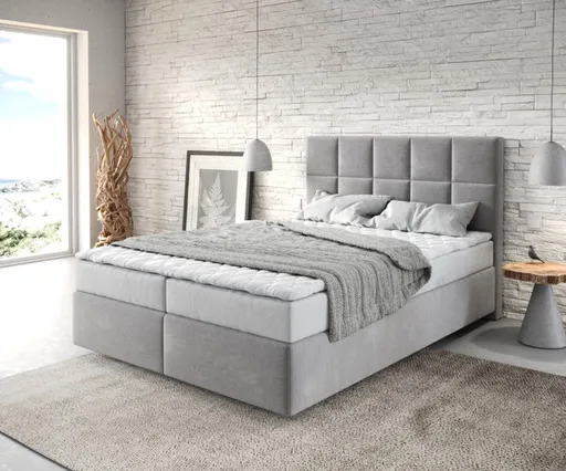 Boxspring postel Dream-Fine 140x200 cm mikrovlákno šedá