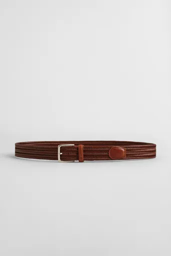 OPASEK GANT LEATHER ELASTIC BRAIDED BELT WEATHERED BROWN