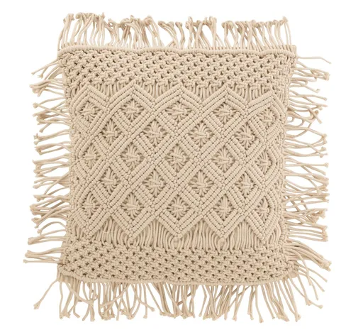 Béžový polštář s drhaným vzorem Macramé Cosy - 50*12*50 cm J-Line by Jolipa