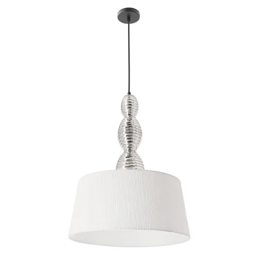 Stříbrná závěsná lampa RAKLI E27 1x60W s bílým stínidlem, moderní do obývacího pokoje, ložnice, kuchyně, jídelny, stropní osvětlení