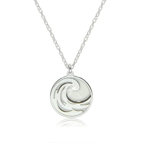 Náhrdelník ze stříbra 925 - element vody v kruhové lesklé kontuře