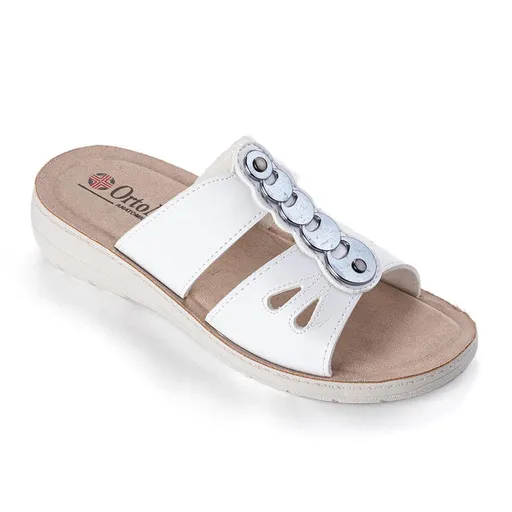 Dámské pantofle na klínku se stříbrným zdobením vel. 40