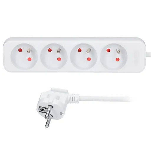 Solight prodlužovací přívod, 4 zásuvky, bílý, 3m PP22