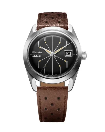 Nivada Grenchen Antarctic Spider Black 38 mm - Brown Racing Strap