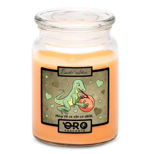 Svíčka Miluji tě – ještěr (Vůně svíčky: Tropické ovoce)