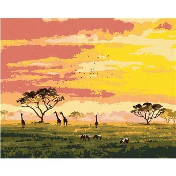 Žirafy a zebry, 40×50 cm, bez rámu a bez vypnutí plátna (6044640)