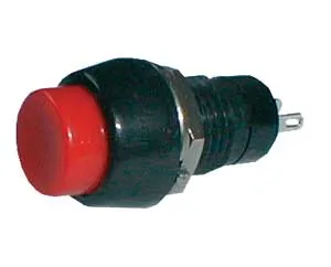 Přepínač tlačítko kul.  ON-OFF střed. červený (12V)