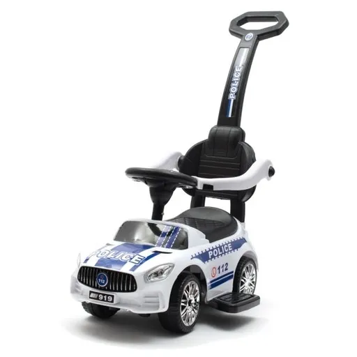 BABY MIX POLICE Dětské odrážedlo se zvukem a vodící tyčí, bílá, velikost