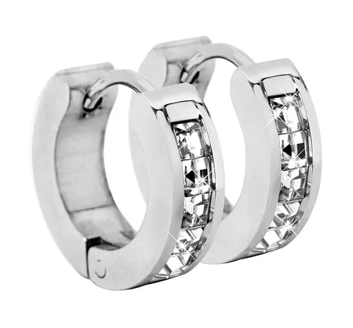 Troli Ocelové náušnice kroužky s krystaly