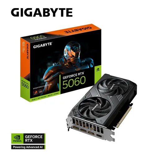 GIGABYTE VGA NVIDIA GeForce RTX 5060 WINDFORCE MAX OC 8G, 8G GDDR7, 3xDP, 1xHDMI