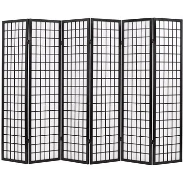 Skládací 6dílný paraván v japonském stylu 240 x 170 cm černý (245900)