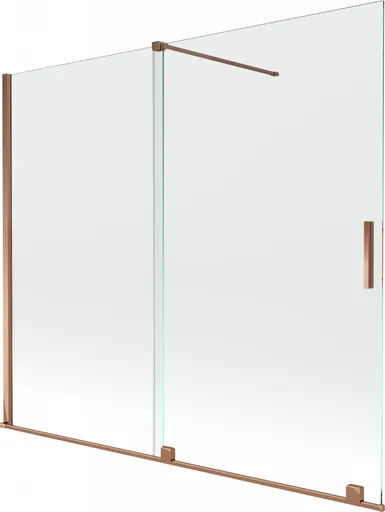 MEXEN/S Velar Dvoukřídlá posuvná vanová zástěna 180 x 150, transparent, růžové zlato 896-180-000-01-60