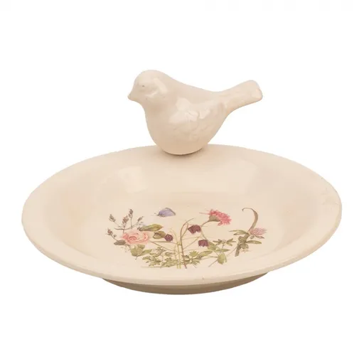 Keramické krmítko pro ptáčky s lučními květy Flowers of Love M - Ø 21*10 cm Clayre & Eef