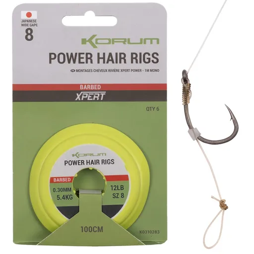 Korum návazec power hair rigs 1 m 6 ks - 0,30 mm velikost háčku 10