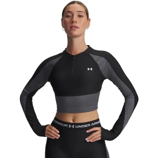 Under Armour HEATGEAR RIB 1/4 ZIP Dámské sportovní tričko, černá, velikost M