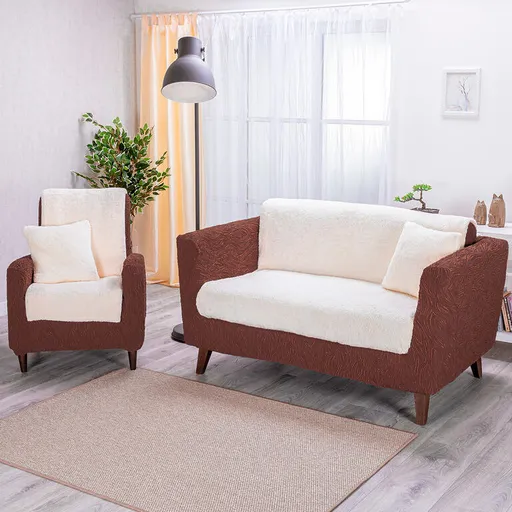 Přehozy SHERPA krémové sedací souprava