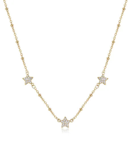 S'Agapõ Slušivý pozlacený náhrdelník s hvězdičkami Aurora SAR41