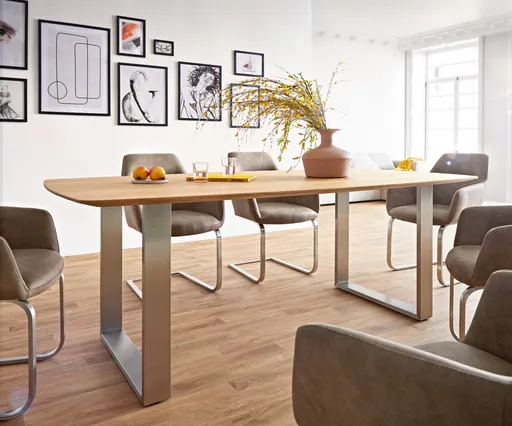 Jídelní stůl Edge Boot 200x100x2,5-3 dub přírodní nerezová ocel