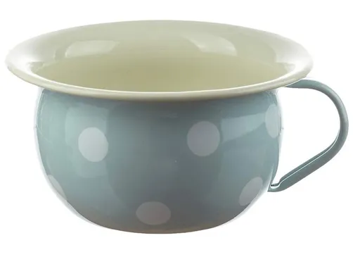 Modrá smaltovaná mísa s uchem a puntíky Blue dot - Ø 18*10cm - 1L Münder Email