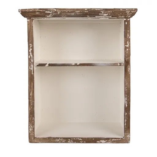 Bílo - hnědá antik nástěnná dřevěná polička Julia - 36*15*43 cm Clayre & Eef