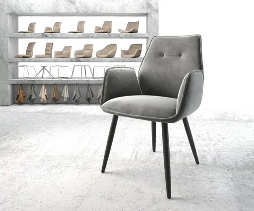 Jídelní židle Zoa-Flex šedá samet zúžená podnož černá