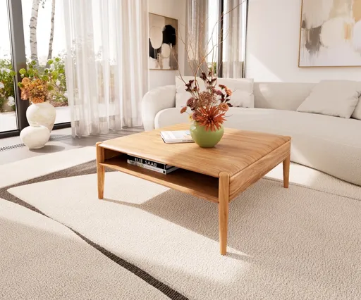 Konferenční stolek Simcha 90x90 cm přírodní akácie 1 police