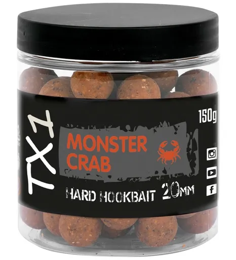 Shimano tvrzené boilies tx1 hard hookbait monster crab 150 g - 20 mm